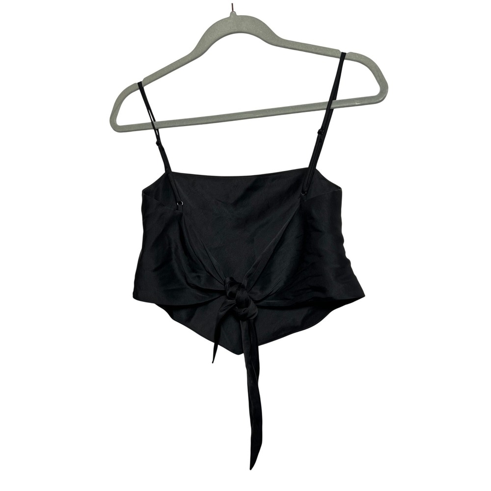 Sunday Best Aritzia Black Satin Tie Back Handkerchief Hem Camisole Top 2XS